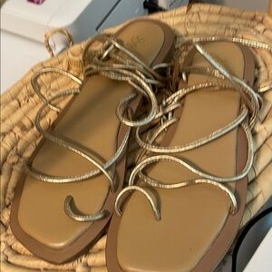 Seychelles Gold Strappy Sandals